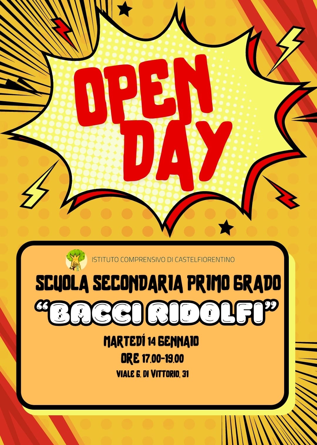 Scopri di più sull'articolo Open-day Secondaria di Primo Grado – Bacci Ridolfi – Viale G. di Vittorio, 31